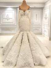 Glamorous Halfsleeves White Mermaid Weddung Dresses Strapless Ruffles Bridal Gowns With Appliques Online-27dress