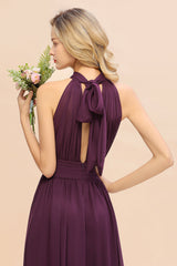 Glamorous High-Neck Halter Bridesmaid Affordable Dresses with Ruffle-27dress