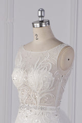 Glamorous Jewel Beadings Sheath Wedding Dress Tulle Beadings Appliques Bridal Gowns On Sale-27dress