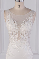 Glamorous Jewel Tulle Lace Wedding Dress Sleeveless Appliques Beadings Bridal Gowns Online-27dress