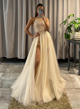 Glamorous One-Shoulder Long Prom Dress With Sequins and Split Front-27dress