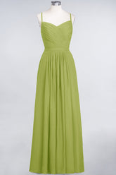 Glamorous Spaghetti Straps Sweetheart Ruffle Chiffon Bridesmaid Dress Online-27dress