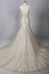Glamorous Straplees Sweetheart Mermaid Wedding Dress Pink Sequined Appliques Sleeveless Bridal Gowns On Sale-27dress