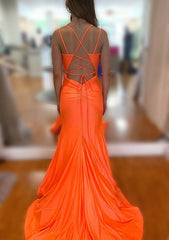 Glamorous Trumpet/Mermaid V Neck Sleeveless Jersey Prom Dress-27dress