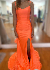 Glamorous Trumpet/Mermaid V Neck Sleeveless Jersey Prom Dress-27dress