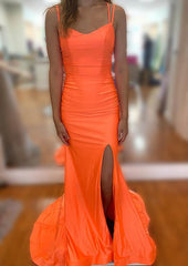Glamorous Trumpet/Mermaid V Neck Sleeveless Jersey Prom Dress-27dress