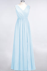 Glamorous TulleV-Neck Ruffle Burgundy Bridesmaid Dress Online-27dress