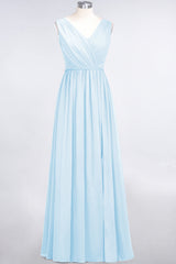 Glamorous TulleV-Neck Ruffle Burgundy Bridesmaid Dress Online-27dress