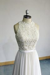 Glamorous White Appliques Chiffon Wedding Dress Sleeveless Ruffles A-line Bridal Gowns On Sale-27dress