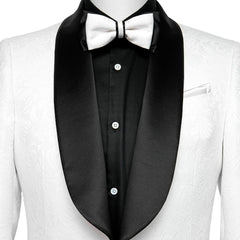 Glamorous Shawl Lapel Two Pieces Jacquard White Wedding Suits
