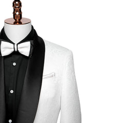 Glamorous Shawl Lapel Two Pieces Jacquard White Wedding Suits