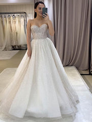 Glitter Sweetheart Ball Gown Wedding Dress with Sweep Train