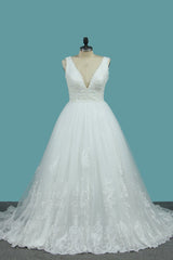 Gorgeous A-Line Tulle Wedding Dress Sleeveless Lace Pearls Bridal Gowns On Sale-27dress