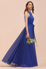 Gorgeous Affordable Chiffon Ruffle Royal Blue Bridesmaid Dress-27dress
