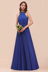 Gorgeous Affordable Chiffon Ruffle Royal Blue Bridesmaid Dress-27dress