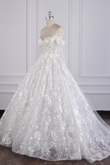 Gorgeous Ball Gown Strapless Tulle Lace Wedding Dress Sleeveless Appliques Sequins Bridal Gowns-27dress