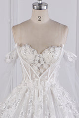 Gorgeous Ball Gown Strapless Tulle Lace Wedding Dress Sleeveless Appliques Sequins Bridal Gowns-27dress