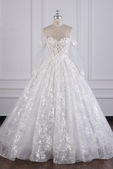 Gorgeous Ball Gown Strapless Tulle Lace Wedding Dress Sleeveless Appliques Sequins Bridal Gowns-27dress