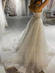Gorgeous Ball Gown Sweetheart Glitter Sweep Train Wedding Dress with Beading