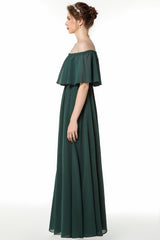 Gorgeous Chiffon Flounced Crinkle Cold-shoulder Long Bridesmaid Dresses Affordable-27dress