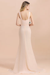 Gorgeous Drapped Neckline Ruffle Chiffon Bridesmaid Dresses Online with Slit-27dress