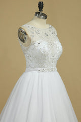 Gorgeous Jewel Beadings Tulle Wedding Dress Ruffles Sleeveless Bridal Gowns On Sale-27dress