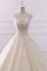 Gorgeous Jewel Lace Appliques Wedding Dress Sleeveless Beadings Bridal Gowns with Sequins Online-27dress