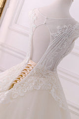 Gorgeous Jewel Lace Appliques Wedding Dress Sleeveless Beadings Bridal Gowns with Sequins Online-27dress