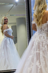 Gorgeous Lace Wedding Dress Off-the-Shoulder Tulle-27dress