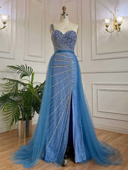 Gorgeous Lavender One shoulder Bead Embroidery Customizable Floor Length Prom Dress