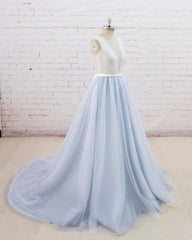 Gorgeous Light Blue Tulle Lace Wedding Dress Sheer Back Summer Bridal Gowns On Sale-27dress