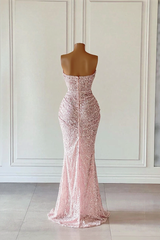 Gorgeous Mermaid Sleeveless Sequined Long Prom Dresses with Slit-27dress