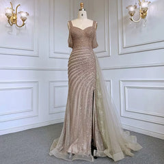 Gorgeous Off the Shoulder Champagne Bead Embroidery Princess Prom Dress