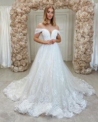 Gorgeous Off-the-Shoulder Lace Wedding Dress On Sale-27dress