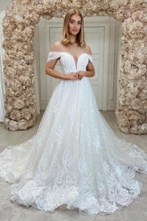 Gorgeous Off-the-Shoulder Lace Wedding Dress On Sale-27dress