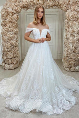 Gorgeous Off-the-Shoulder Lace Wedding Dress On Sale-27dress