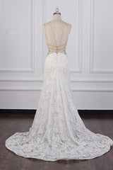 Gorgeous Sleeveless Lace Beadings Wedding Dress Appliques Rhinestones Bridal Gowns Online-27dress