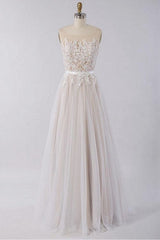 Gorgeous Sleeveless Straps Jewel Wedding Dresses A-line Tulle Ruffles Bridal Gowns On Sale-27dress