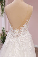 Gorgeous Sleeveless Tulle Wedding Dress With Lace Appliques-27dress