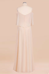 Gorgeous Spaghetti Straps Flounced Crinkle Affordable Bridesmaid Dresses with Slit-27dress