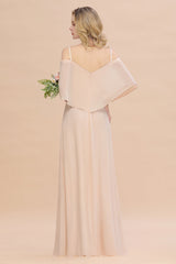 Gorgeous Spaghetti Straps Flounced Crinkle Affordable Bridesmaid Dresses with Slit-27dress