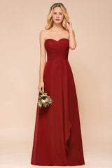 Gorgeous Sweetheart Strapless Rust Bridesmaid Dresses with Ruffle-27dress