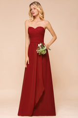 Gorgeous Sweetheart Strapless Rust Bridesmaid Dresses with Ruffle-27dress