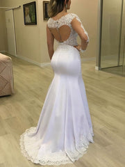 Gorgeous Trumpet/Mermaid Illusion Tulle Sweep Train Wedding Dress With Beading