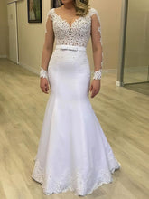 Gorgeous Trumpet/Mermaid Illusion Tulle Sweep Train Wedding Dress With Beading