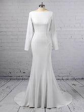 Gorgeous Trumpet/Mermaid Scoop Neck Satin Chiffon Sweep Train Wedding Dresses