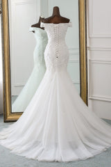 Gorgeous Tulle Sweetheart Long Mermaid Wedding Dresses with Lace Online-27dress