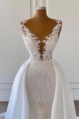 Gorgeous White Mermaid Wedding Dress Lace Appliques With Overskirt From 27dress