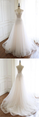 Gorgeous White Tulle Lace Long Wedding Dress Sleeveless Custom Size Bridal Gowns On Sale-27dress