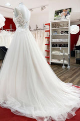 Graceful Ivory Tulle Ruffles A-Line Wedding Dresses-27dress